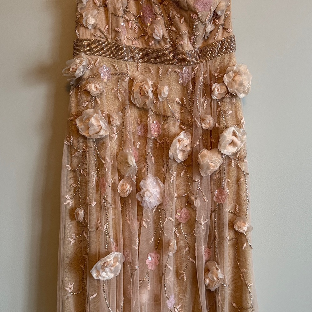 New Mac Duggal pink floral embellished one shoulder a line gown size 10 - Picture 7 of 14